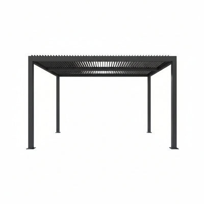 Gray Louvered Pergola Outdoor Aluminum Pergola with Adjustable Roof for Patio Gray Hardtop Gazebo