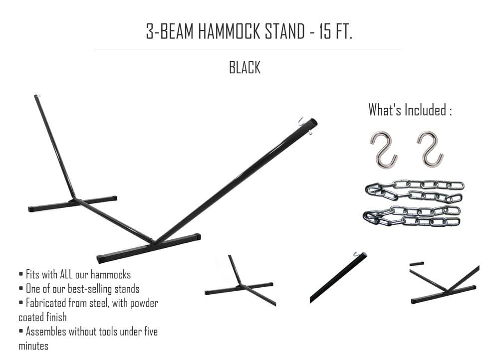 Universal 15 Ft. 3-Beam Steel Hammock Stand