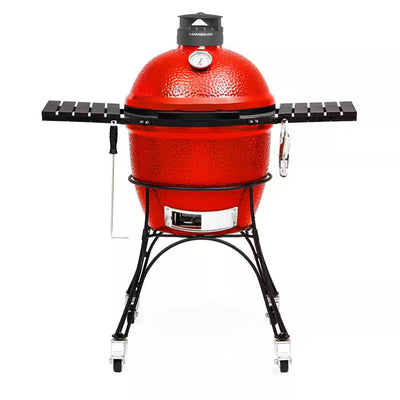 Classic Joe II 18 In. Charcoal Grill in Red with Cart, Side Shelves, Grate Gripper, and Ash Tool