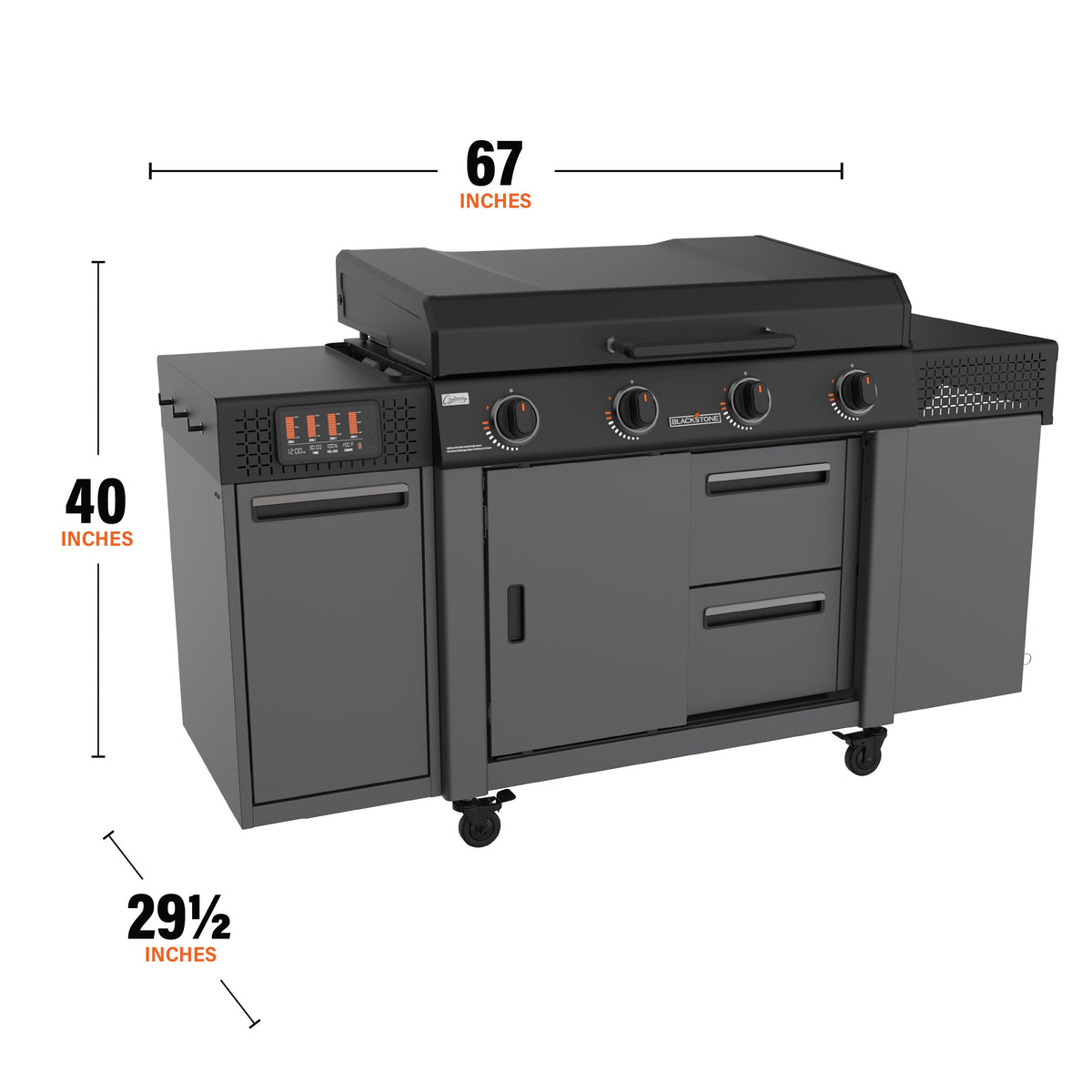 36" Culinary Deluxe Omnivore Griddle with Extended Side Table 4 -Burner Liquid Propane Flat Top Grill