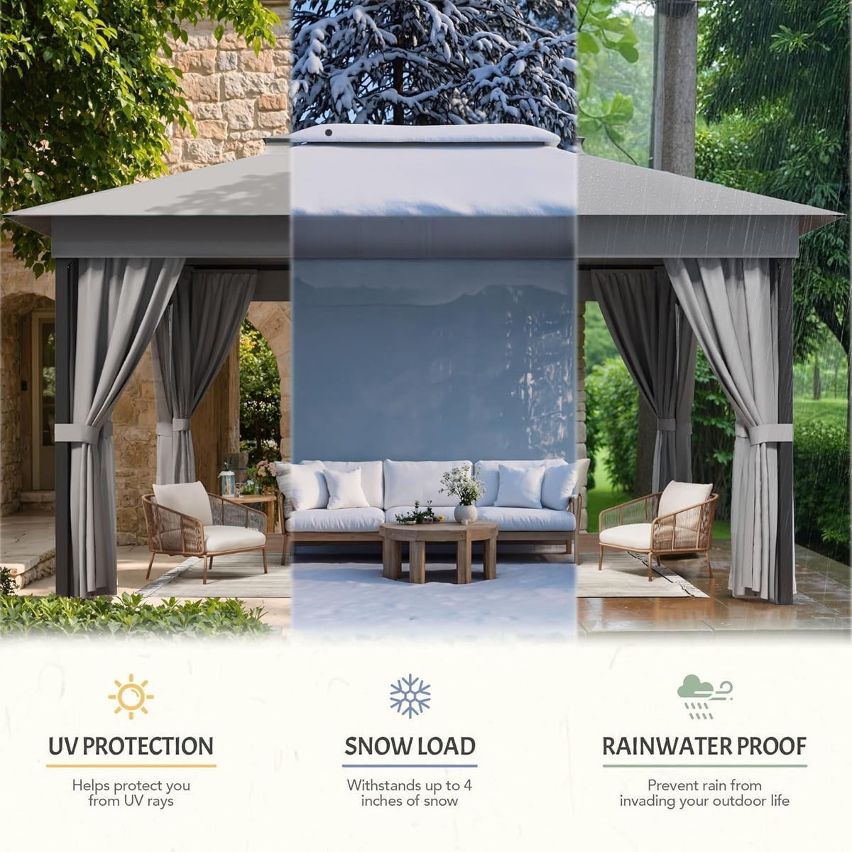 Outdoor 10'X 13' Gazebo,Large Soft Top Deck Gazebo