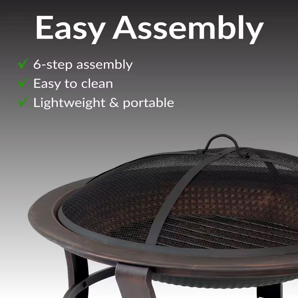 17 In. H. Steel Elevated Outdoor Fire Pit Bowl with Spark Screen