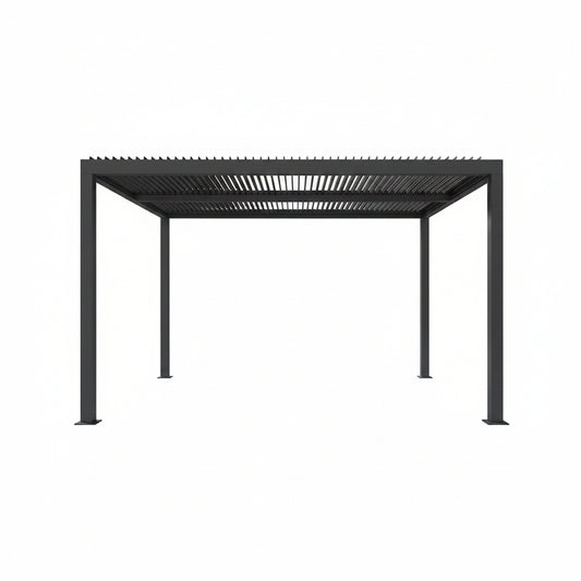 Gray Louvered Pergola Outdoor Aluminum Pergola with Adjustable Roof for Patio Gray Hardtop Gazebo