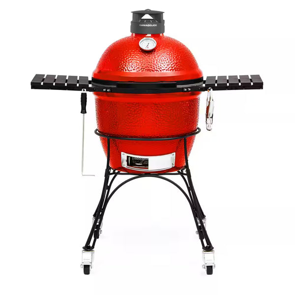 Classic Joe II 18 In. Charcoal Grill in Red with Cart, Side Shelves, Grate Gripper, and Ash Tool