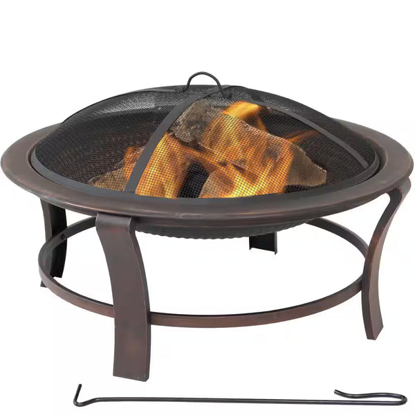 17 In. H. Steel Elevated Outdoor Fire Pit Bowl with Spark Screen