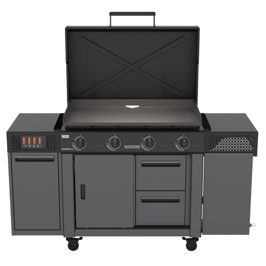 36" Culinary Deluxe Omnivore Griddle with Extended Side Table 4 -Burner Liquid Propane Flat Top Grill