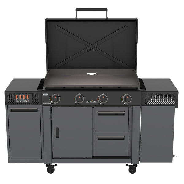36" Culinary Deluxe Omnivore Griddle with Extended Side Table 4 -Burner Liquid Propane Flat Top Grill
