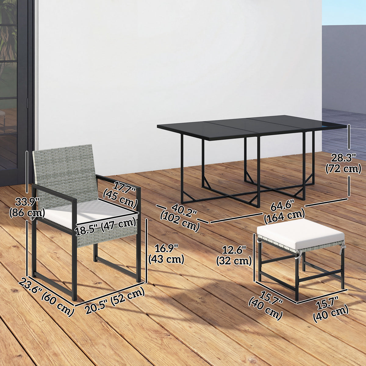 Light Grey Wicker 11-Piece Patio Dining Set, Seats 10