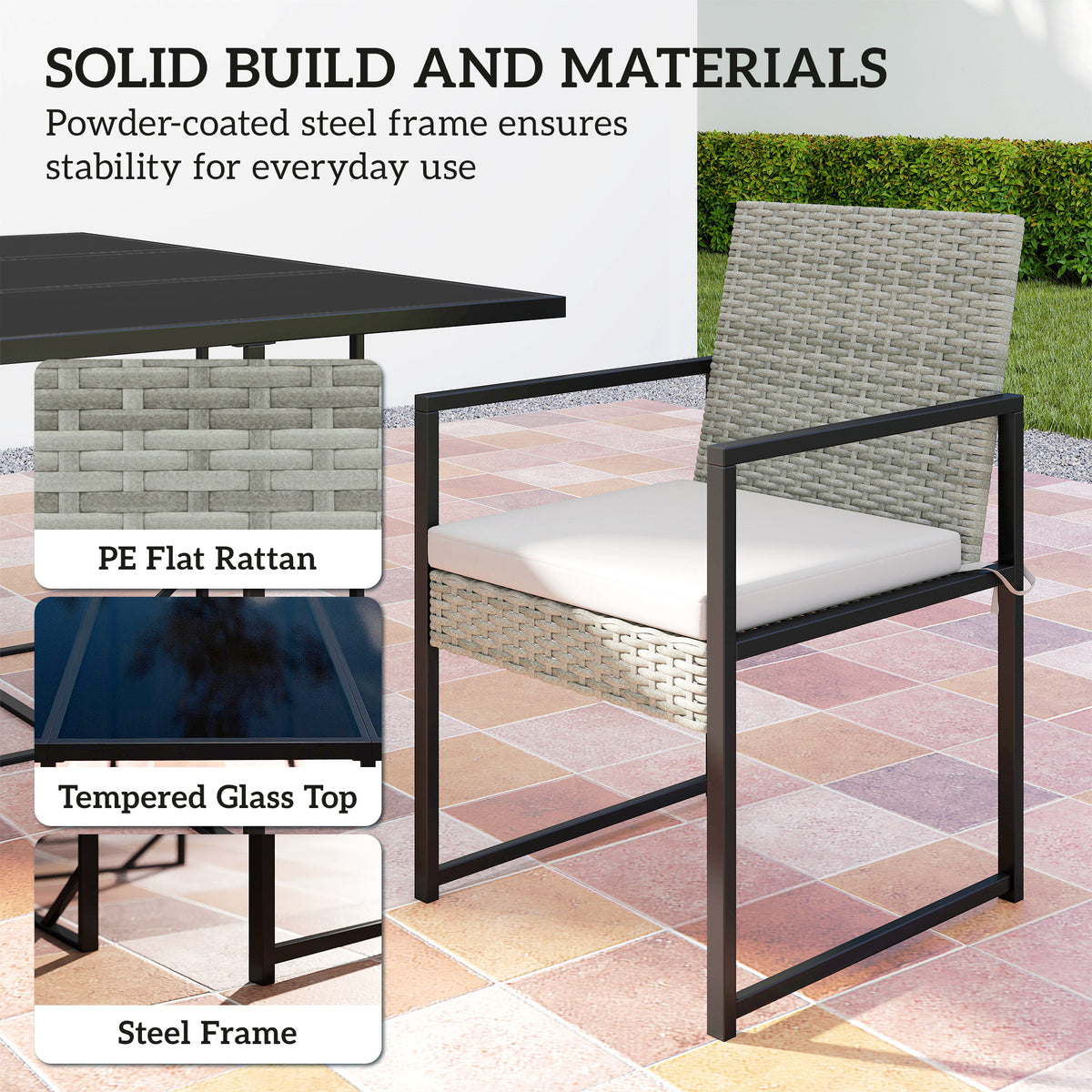 Light Grey Wicker 11-Piece Patio Dining Set, Seats 10