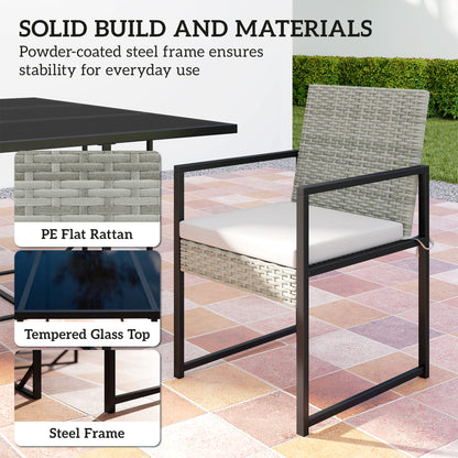 Light Grey Wicker 11-Piece Patio Dining Set, Seats 10