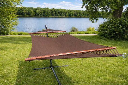 Double Rope Hammock w/ 15 Ft. 3-Beam Stand