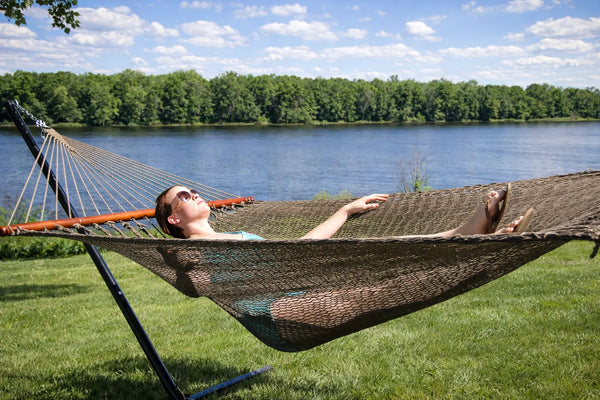 Double Rope Hammock w/ 15 Ft. 3-Beam Stand